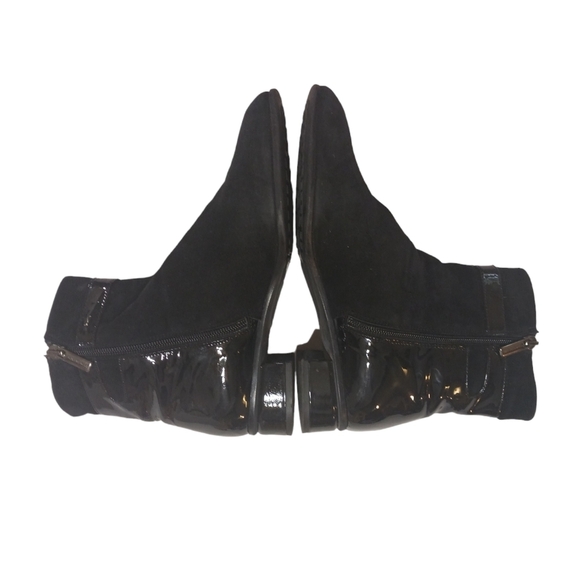 Aquatalia Black Suede and Patent Leather Boots Ankle Booties Size 7.5 - Picture 5 of 13